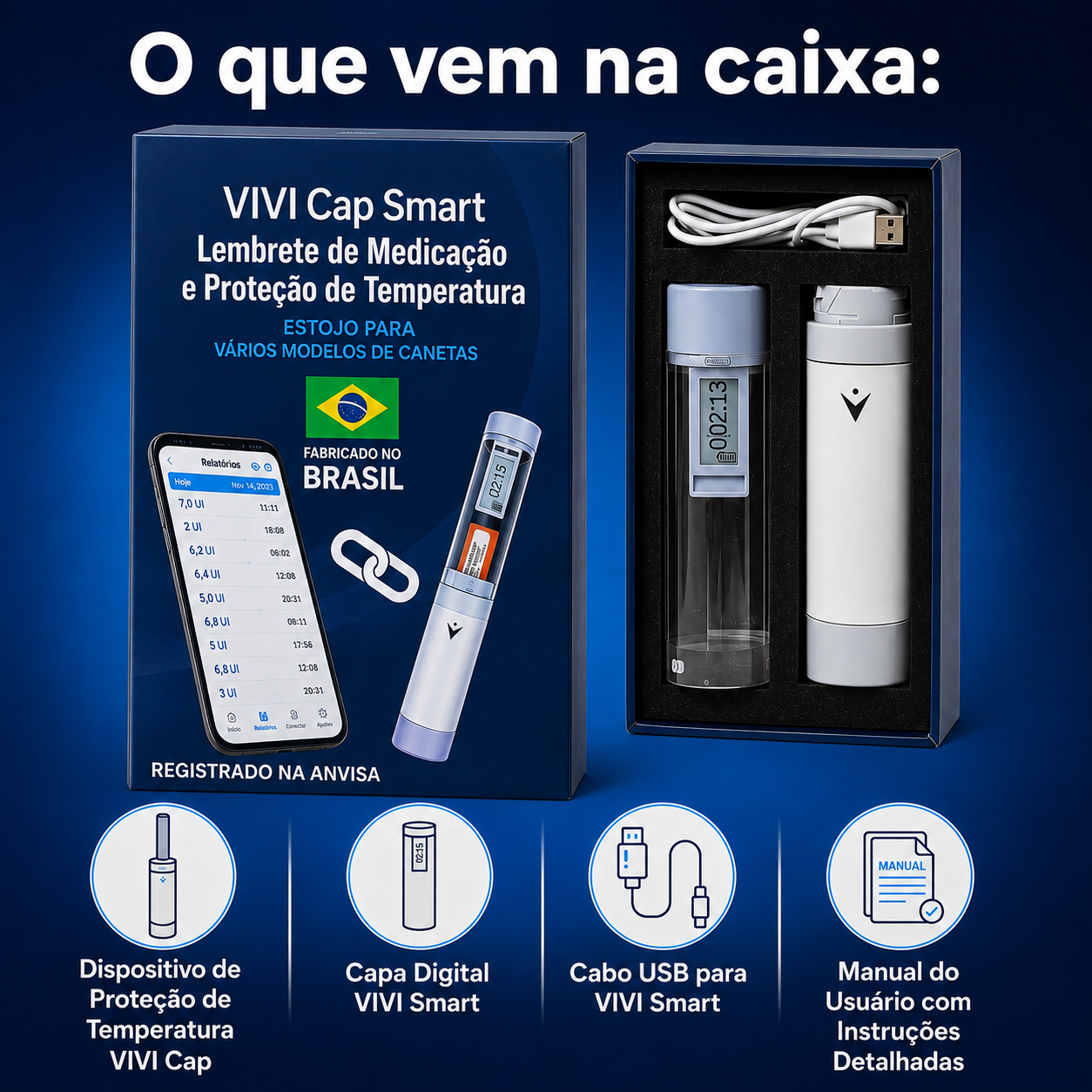O que vem na caixa do VIVI Cap Smart