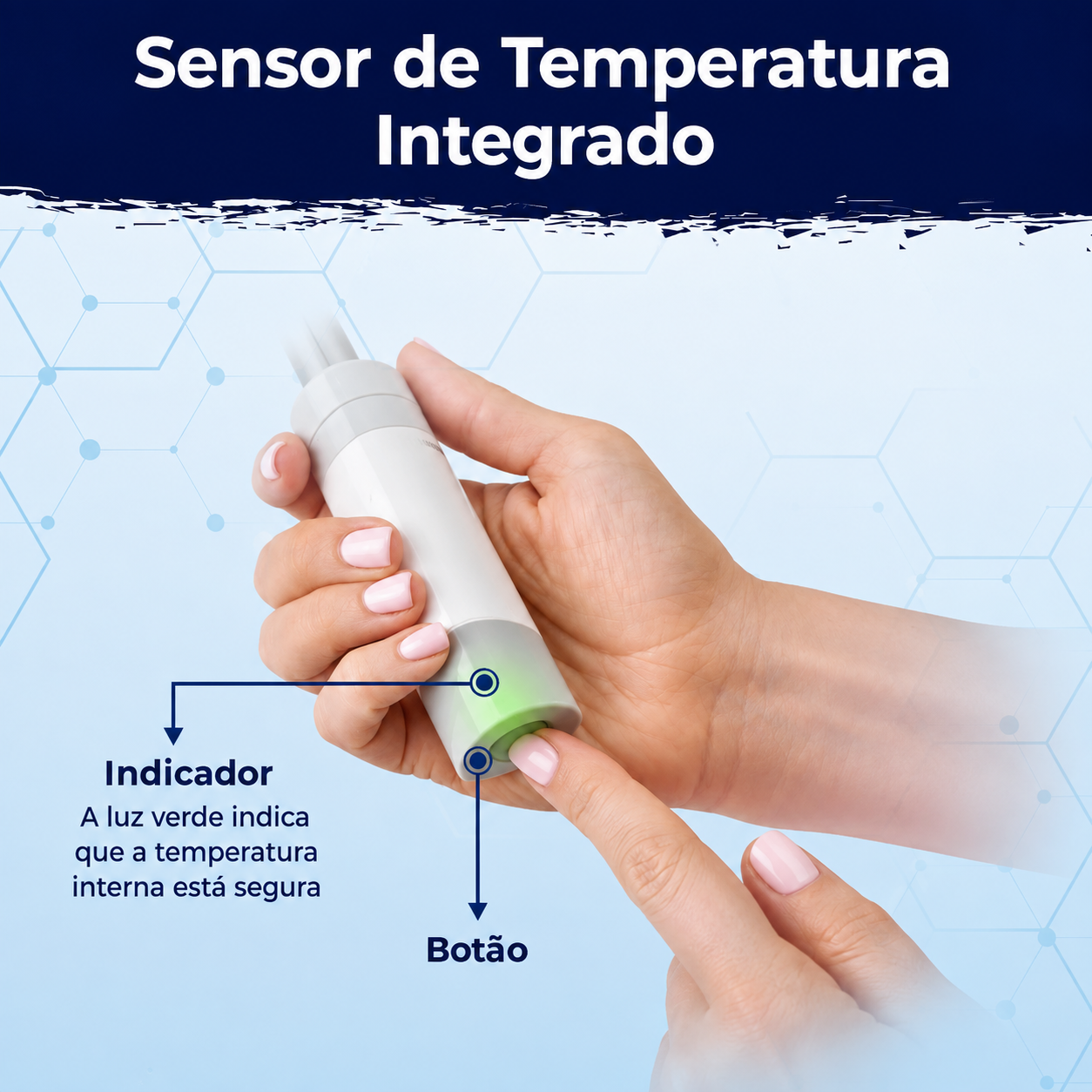 Sensor de temperatura integrado com indicador verde